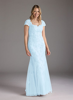 Azazie Marbella Abiti per la Madre della Sposa Abito Sirena in Pizzo con Scollo Queen Anne e Paillettes Azzurro image4