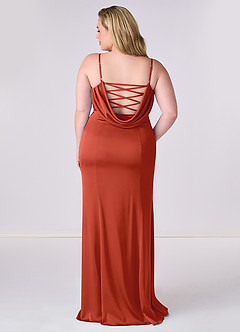 Barbie ♥ Azazie Bridesmaid Dresses Rust Mermaid Corset Stretch Satin Dress image7