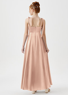 Azazie Rosey Junior A-Linie Herzausschnitt Metallischer Satin Kleid Englisches Rosa image2