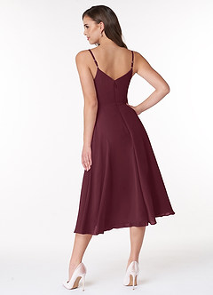 Azazie Clarissa Brautjungfernkleider A-Linie V-Hals Chiffon Kleid Cabernetrot image2