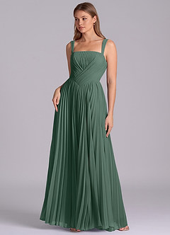 Azazie Mina Robes de demoiselle d'honneur Robe Trapèze en Mousseline de soie Plissée Mousse De Mer image1