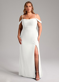Azazie Saige Bridesmaid Dresses White A-Line Off the Shoulder Chiffon Convertible Dress image14