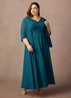 Azazie Devana 신부의 어머니 드레스 A라인 쉬폰 발목 길이 드레스 image11