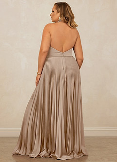 Christian Siriano Bridal for Azazie 1007 Bridesmaid Dresses Taupe A-Line Pleated Stretch Satin Dress image11
