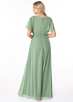 Azazie Aaliyah Modest Bridesmaid Dresses A-Line Scoop Pleated Chiffon Floor-Length Dress image2