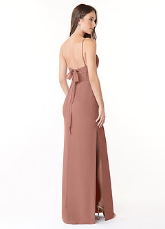 Azazie Mai Robes de demoiselle d'honneur Robe Fourreau en Mousseline de soie Plissée Rose De Cèdre image4