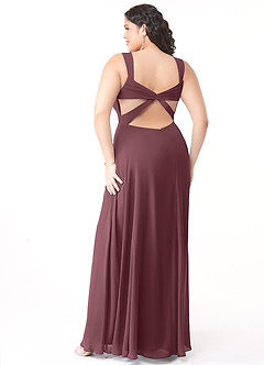 Azazie Nahrin Bridesmaid Dresses Sangria A-Line V-Neck Pleated Chiffon Dress image10