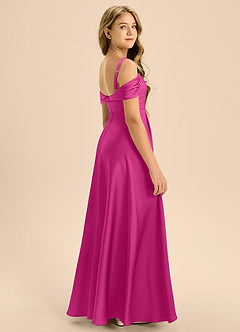 Azazie Rowena Junior Vestido de Fucsia de Satén Elástico de Corte en A con Lazo image2