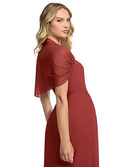 Azazie Zia Bridesmaid Dresses Rust Sheath Side Slit Chiffon Convertible Dress image6