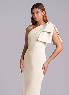 Azazie Yuanna Bridesmaid Dresses White Alabaster Mermaid One Shoulder Chiffon Dress image7