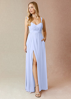 Azazie Reniya Bridesmaid Dresses Lavender A-Line Pleated Mesh Convertible Dress image1