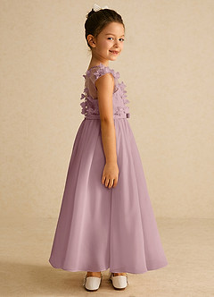 Azazie Arlo Flower Girl Dresses Dusty Rose A-Line Bow Chiffon Dress image3