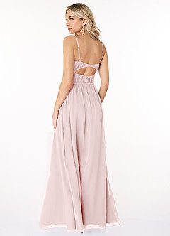 Azazie Yanelie Bridesmaid Dresses Blushing Pink A-Line Scoop Pleated Chiffon Dress image4