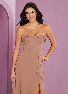 Barbie ♥ Azazie Bridesmaid Dresses Champagne Rose A-Line Sweetheart Neckline Chiffon Dress image6