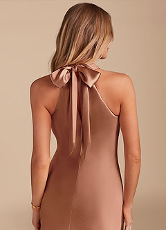 Azazie Doretta Kleider zum Anprobieren zu Hause Meerjungfrau-Linie Schleifen Metallischer Satin Kleid Espresso image2