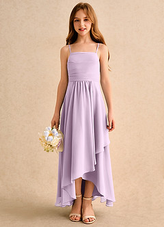 Azazie Twilight Dance Girls Formal Abiti da Ragazza di Fiori Abito A-Line in Chiffon Plissettato Lilla Glassato image3