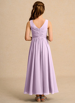 Azazie Ducky Girls Formal Flower Girl Dresses Frosted Lilac A-Line Pleated Chiffon Dress image2