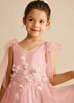 Azazie Minia Flower Girl Dresses Rosette A-Line Bow Matte Satin Dress image4