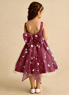 Azazie Bean vestidos de niña de las flores Vestido de Borgoña de Tul de Princesa con Sin mangas image2