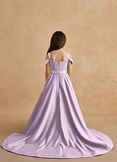 Azazie Jodi Flower Girl Dresses Frosted Lilac A-Line Matte Satin Dress image2
