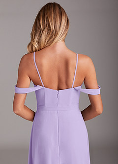 Azazie Aaron Bridesmaid Dresses Lilac A-Line Off the Shoulder Chiffon Convertible Dress image9