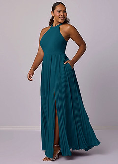 Barbie ♥ Azazie Bridesmaid Dresses Ink Blue A-Line Pleated Chiffon Dress image10