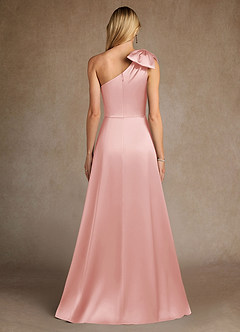 Azazie Easton Mother of the Bride Dresses Powder Pink A-Line One Shoulder Stretch Satin Dress image3