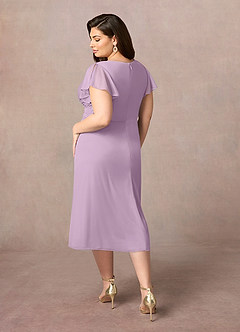 Azazie Vera Mother of the Bride Dresses Wisteria A-Line V-Neck Pleated Mesh Dress image3