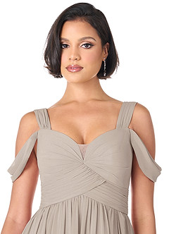 Azazie Lianne Bridesmaid Dresses Frost A-Line Off the Shoulder Chiffon Dress image5