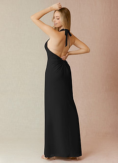 Azazie Yessi Abiti da Damigella Abito Tubino in Chiffon Plissettato Nero image2