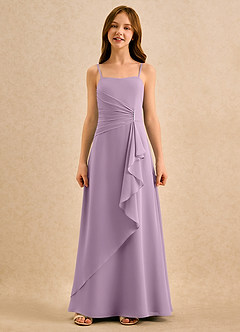 Azazie lolly Girls Formal Robe Demoiselle D'honneur Fillette Robe Trapèze en Mousseline de soie Plissé Glycine image4
