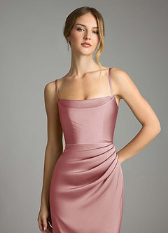 Azazie Leonis Bridesmaid Dresses Dusty Rose Mermaid Pleated Stretch Satin Convertible Dress image3