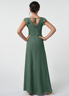 Azazie Claudine Junior Sea Moss A-Line Pleated Chiffon Dress image2