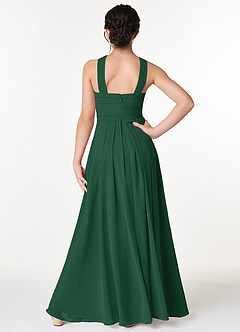 Azazie Kaleigh Junior Dark Green A-Line Pleated Chiffon Dress image2