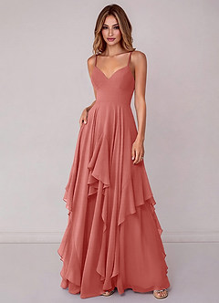 Azazie Zaina Bridesmaid Dresses Antique Rose A-Line Chiffon Dress image3