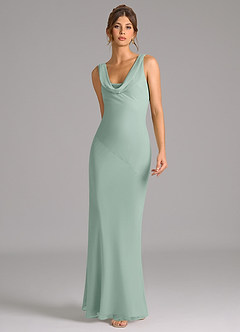Azazie Rylina Bridesmaid Dresses Agave Mermaid Pleated Chiffon Dress image4