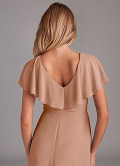 Azazie Lainey Bridesmaid Dresses Champagne Rose A-Line with Pockets Chiffon Dress image2