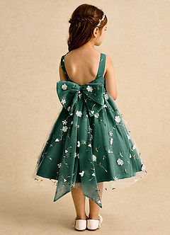 Azazie Bean Flower Girl Dresses Emerald Ball-Gown Sleeveless Tulle Dress image2