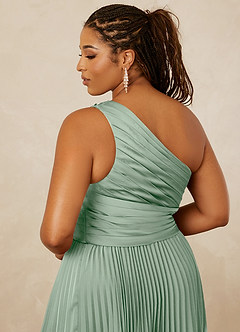 Christian Siriano Bridal for Azazie 1008 Bridesmaid Dresses Agave A-Line One Shoulder Stretch Satin Dress image15