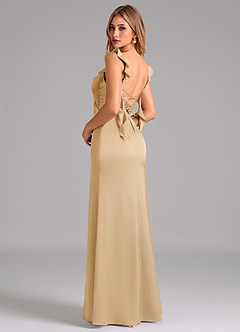 Azazie Jessamine Brautjungfernkleider A-Linie Korsett Stretch-Satin Kleid Gold image2