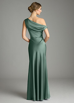 Azazie Emerson Bridesmaid Dresses Eucalyptus Mermaid Off the Shoulder Stretch Satin Dress image3