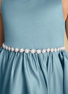Azazie Julietta Flower Girl Dresses Moody Blue Ball-Gown Convertible Tulle Dress image10