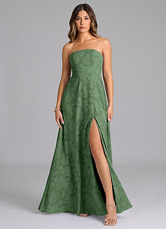 Azazie Wren Bridesmaid Dresses Eucalyptus A-Line Strapless Floral Burnout Dress image1