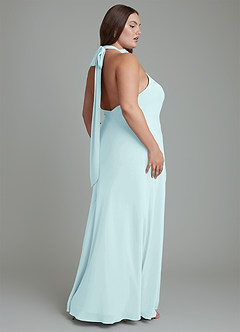 Azazie Velli Bridesmaid Dresses Sea Glass Mermaid High Neck Chiffon Dress image13