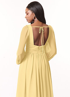 Azazie Norah Bridesmaid Dresses Butter A-Line V-Neck Long Sleeve Chiffon Dress image3