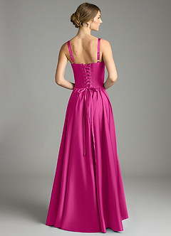 Azazie Evadina Suknie dla druhen Linia A Gorset Satyna elastyczna Do ziemi Sukienka image2