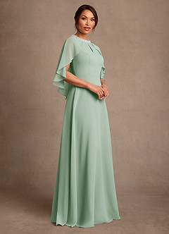 Azazie Winnifred At-home Try On Dresses Agave A-Line Beaded Chiffon Dress image2