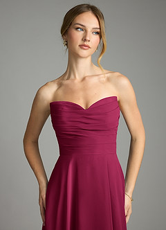 Azazie Ayla Bridesmaid Dresses Burgundy A-Line Sweetheart Neckline Chiffon Dress image5