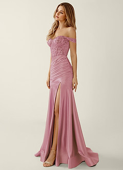 Briareny Rose Robe de bal en satin stretch brodé de dentelle et de sequins image4