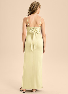 Azazie Mai Junior Lemon Sorbet A-Line Sweetheart Neckline Stretch Satin Dress image2